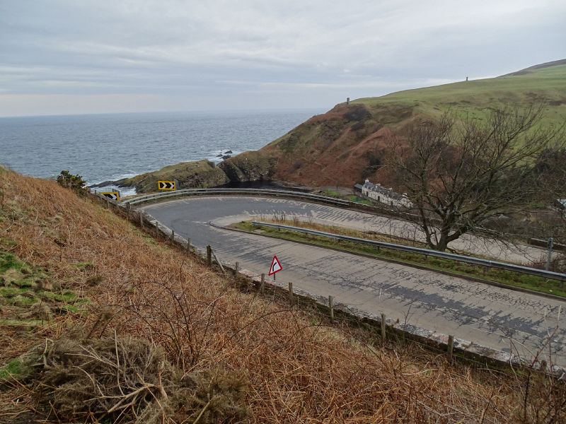 File:A9 Berriedale Braes Improvement - February 2019 hairpin from cemetery.jpg