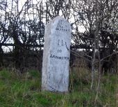 Milestone at Miles Cross on the A35 - Geograph - 365124.jpg