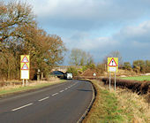 A423 near Marton, warning signs.jpg