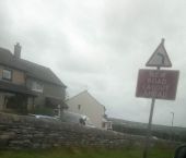 New road layout ahead bend to left sign on A836.jpg