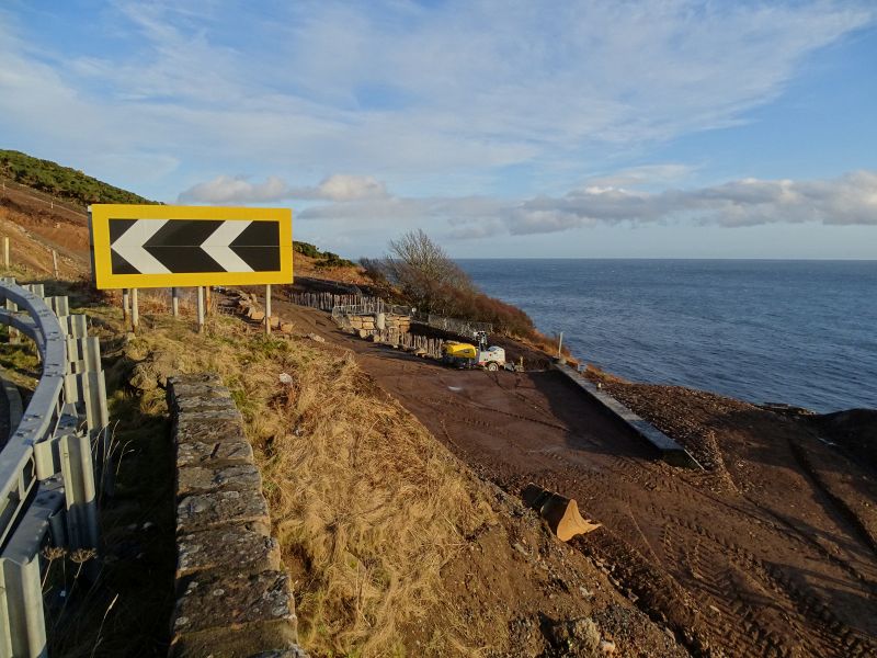 File:A9 Berriedale Braes Improvement - Jan 2020 Hairpin and retaining wall.jpg