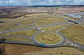 M8 A8 Chaplehall Junction - inner roundabouts - aerial from SW.jpg