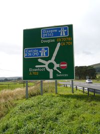 A702, M74 and A74(M) Road sign.jpg