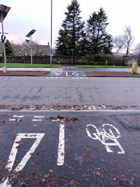 File:Cycle lane crossing Cloch Road - Geograph - 4761492.jpg