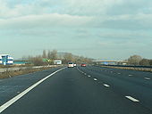 About to cross the River Brue near Brent Knoll on the northbound M5 - Geograph - 1654020.jpg