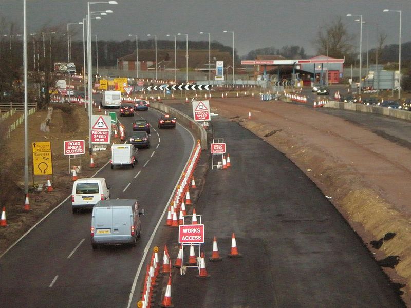 File:Rainy day at Colsterworth roundabout from the south bridge - Coppermine - 22010.JPG