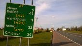 20190406-1643 - Route Confirmation Sign on old A1 heading north, Co Armagh 54.113279N 6.358526W.jpg