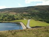 Woodhead Reservoir Dam Head & the B6105 - Geograph - 883103.jpg