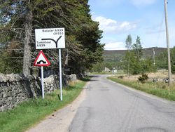 Approach to road junction at Gairnshiel - Geograph - 442955.jpg