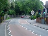 Puffin Crossing with Louvred red aspects and crank poles at the back of footpath - Coppermine - 6770.JPG
