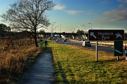 M6 J23 from the East Lancs Road Westbound - Geograph - 1644352.jpg