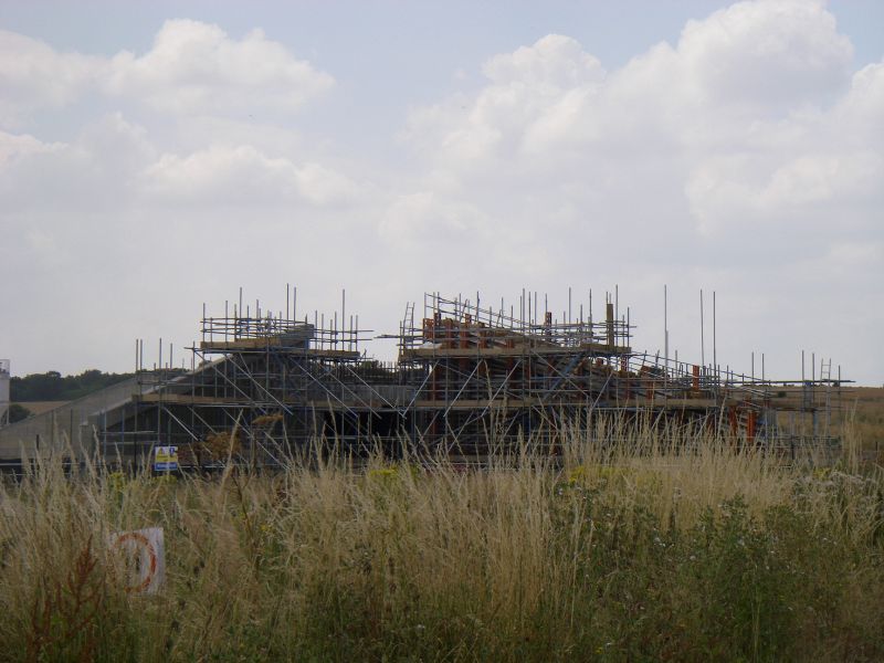 File:20180714-1137 - New accommodation bridge at Brampton Hut Interchange, to carry new A14 mainline 52.330385N 0.250852W.jpg