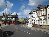 Fulham- A3219 Dawes Road and sewer vent pipe - Geograph - 864624.jpg