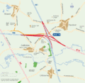 Red junction and orange local road network