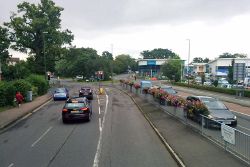 Lights and roundabout, Haslett Avenue East, Crawley - Geograph - 5508438.jpg