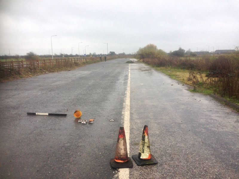 File:Cones on the A18(M).JPG