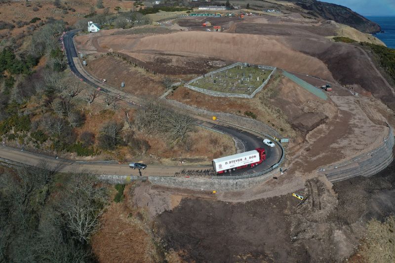 File:A9 Berriedale Braes Improvement - March 2020 construction aerial from South.jpg