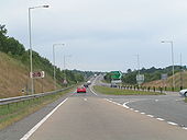 A39 approaching the bridge over the Torridge from the east - Geograph - 1379511.jpg