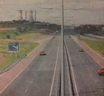 Looking west from J9 in 1985. The power station in the distance is part of the Padiham complex, demolished between 1987-93. Also note that this picture was taken before the Accrington Easterly Bypass (A56) opened.