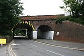 Rail bridge over the road - Geograph - 1492568.jpg