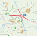 Red junction and green local road network