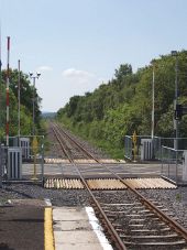 Level Crossing at Foxford station - Geograph - 486777.jpg